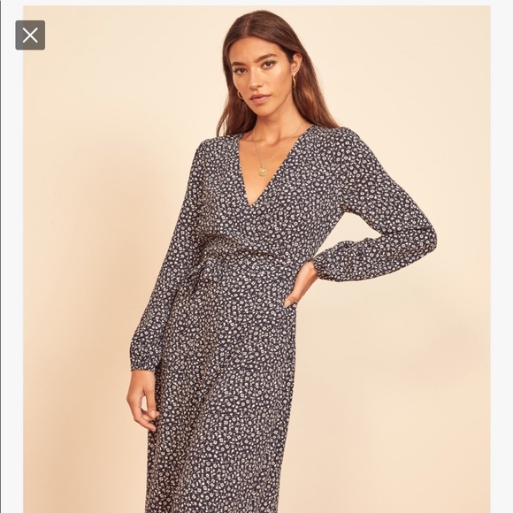 Long Sleeve Midi Crepe Dress 